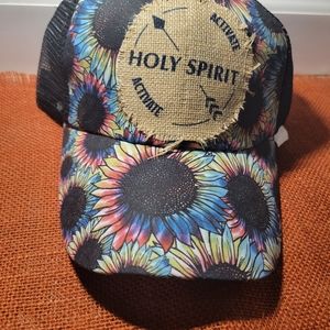 Reborn Creations- Christian Colorful Sunflower Hat with distressed patch.